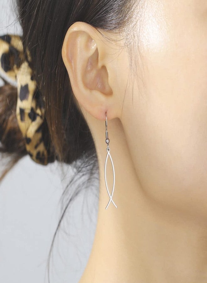 UNIFT Jesus Fish Faith Symbol Earrings For Women Stainless Steel Chic Arc Fish Hook Earrings Christian Jewelry (silver) - Image 4